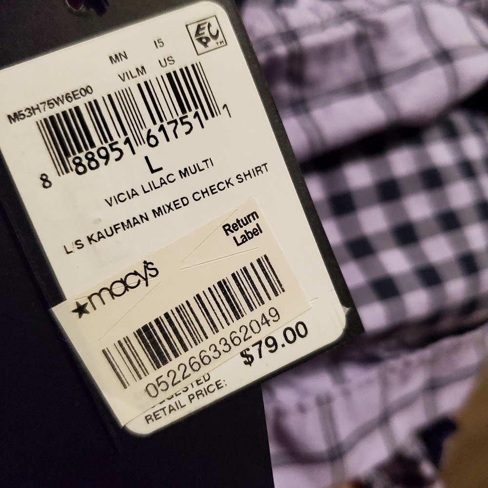 Guess L Mens Pattern Block Buttondown Longsleeve - Picture 6 of 7